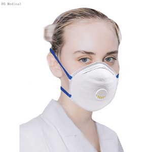 Atemschutzgerät in Cup-Form FFP2 mit ventilblauen Stirnbändern